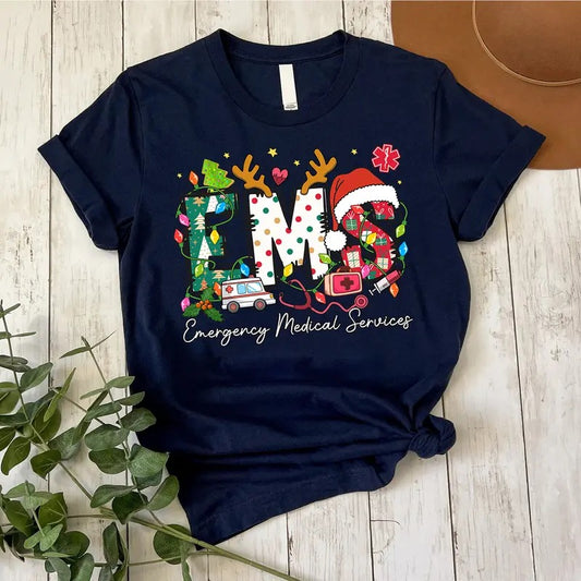 EMS Christmas T-shirt, Holiday Emergency Medical Services Shirt, EMS Nurse Gift, Paramedic Tee, EMT Shirt