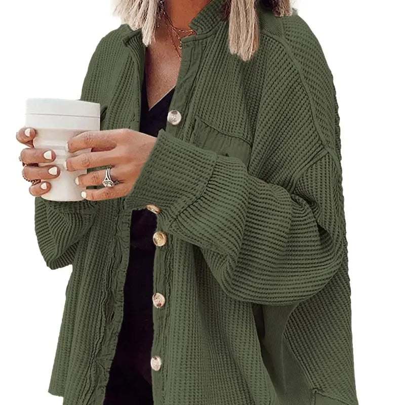 ETCYY Women'WB shield Waffle Knit Spring Shirt, Fall Casual Long Sleeve V-Neck Sweater, Women'WB shield Knitwear for...