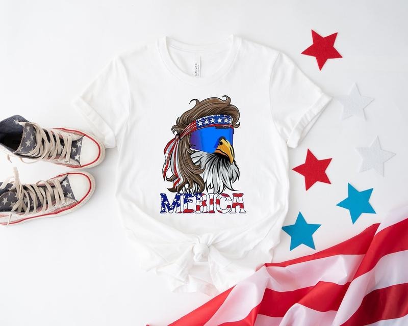 Eagle Merica Shirt, Merica Mullet Eagle Shirt, American Eagle, American Flag, 4th of July Shirt, Independence Day Tee...