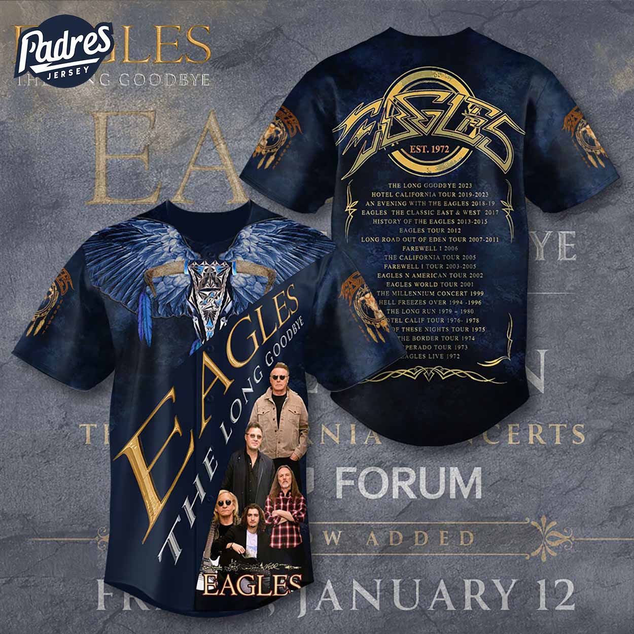 Eagles The Long Goodbye Baseball Jersey - Padres Jersey Oasis: Elevate Your Baseball Style Game