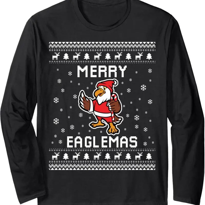 Eagles Ugly Christmas Sweater Eagles Lover Holiday Present Long Sleeve T-Shirt