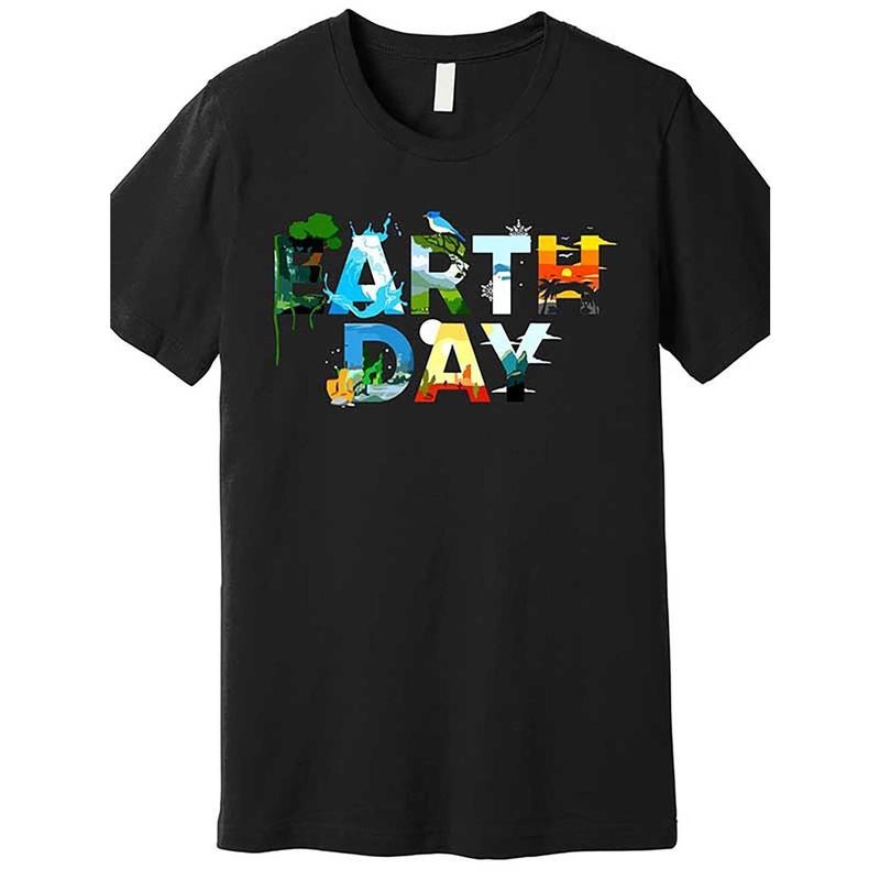 Earth Day Graphic T-Shirt - High-Quality Casual Short Sleeve Tee with Bold "EARTH DAY" Print, Black, Perfect for Gunpla...