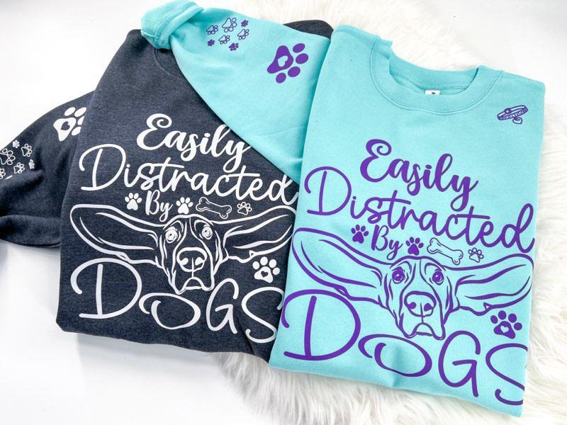 Easily Distracted By Dogs Sweatshirt Womenswear Comfy Oversized Mint or Charcoal T-Shirts, Hoodie | DripVista.com