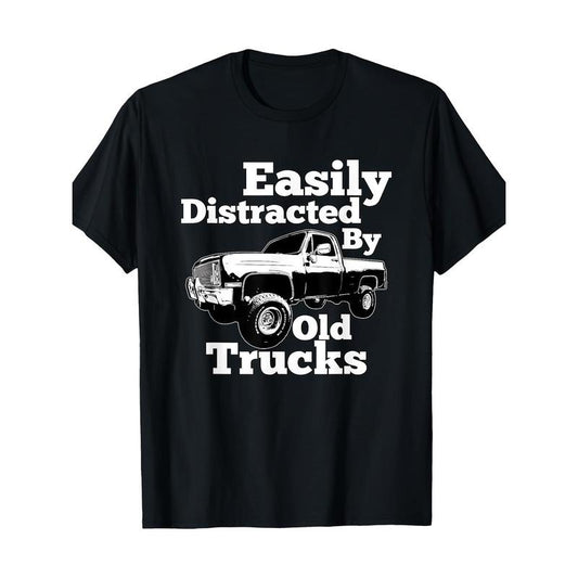 Easily Distracted By Old Trucks Square Body Squarebody T-Shirt Made in USA