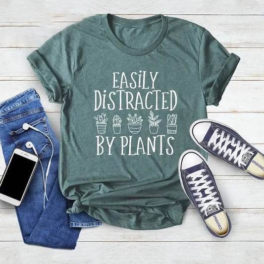 Easily Distracted By Plants Shirt, Plant Love Shirt, Plant Lover Gift, Plant Lover Tee, Unisex Jersey Short Sleeve Tee, Gardening Shirt