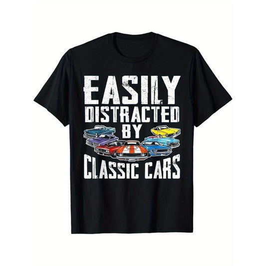 Easily Distracted by Classic Car T-shirt made in usa