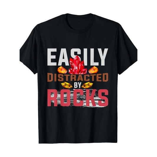 Easily distracted Rock Geology T-shirt -100% cotton Made in USA