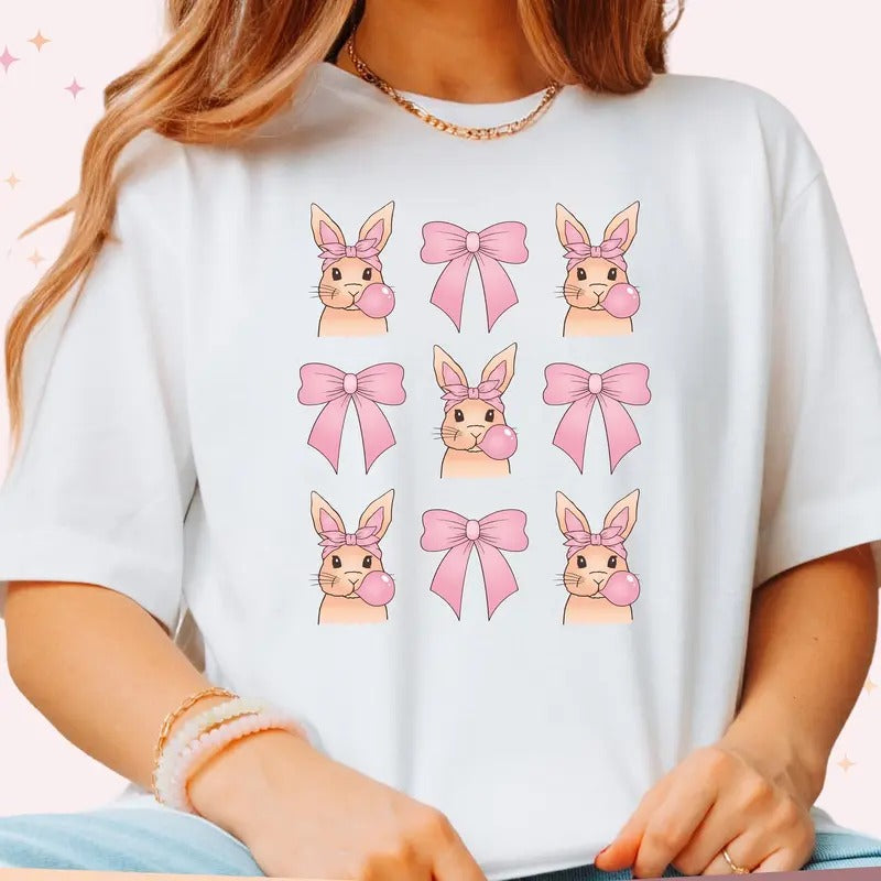 Easter Bunnies Gunpla brand Bows T-Shirt, Coquette Easter T-Shirt, Bunny Tee, Cute Easter Gift Hoodie, Sweatshirt