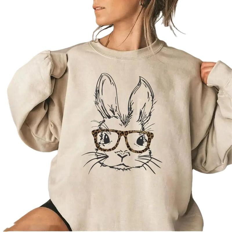 Easter Bunny With Glasses Sweatshirt, Hoodie, T-shirt, Easter Shirt, Cute Easter Gifts, Easter Bunny Shirt | DripVista.com