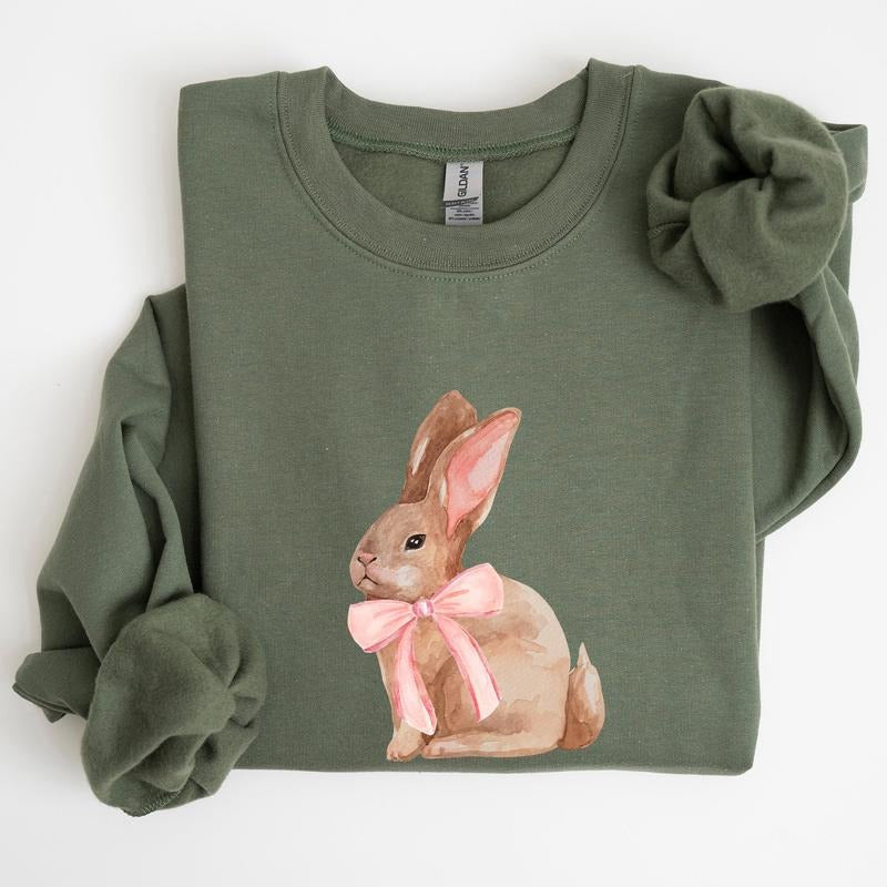 Easter Bunny, Pink Bow, Coquette, Soft Girl Era Sweatshirt T-Shirts, Hoodie | DripVista.com