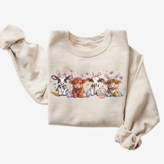 Easter Cow Sweatshirt, Heifer Easter Day Crewneck, Trendy Sweater, Gift For Easter