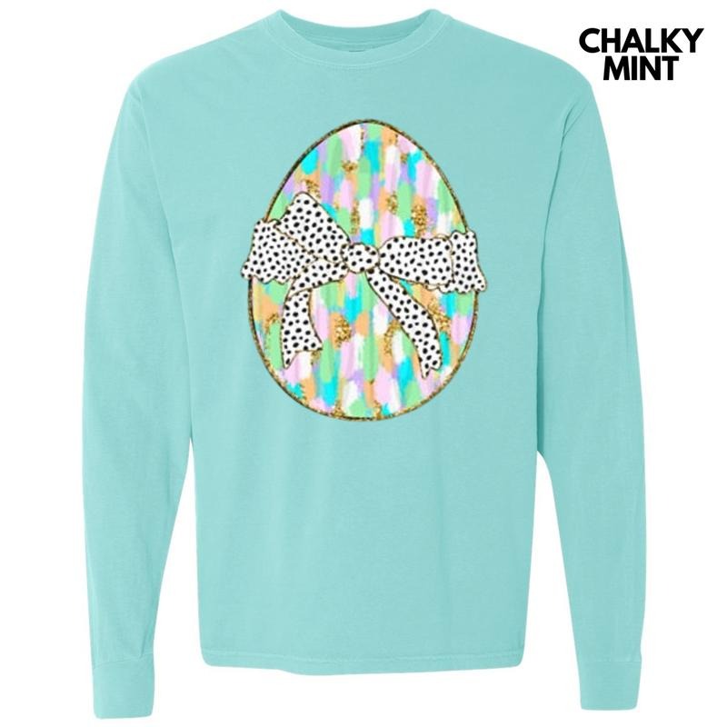 Easter Egg Brushstroke Long Sleeve Comfort Colors T-Shirt Hoodie, Sweatshirt | DripVista.com