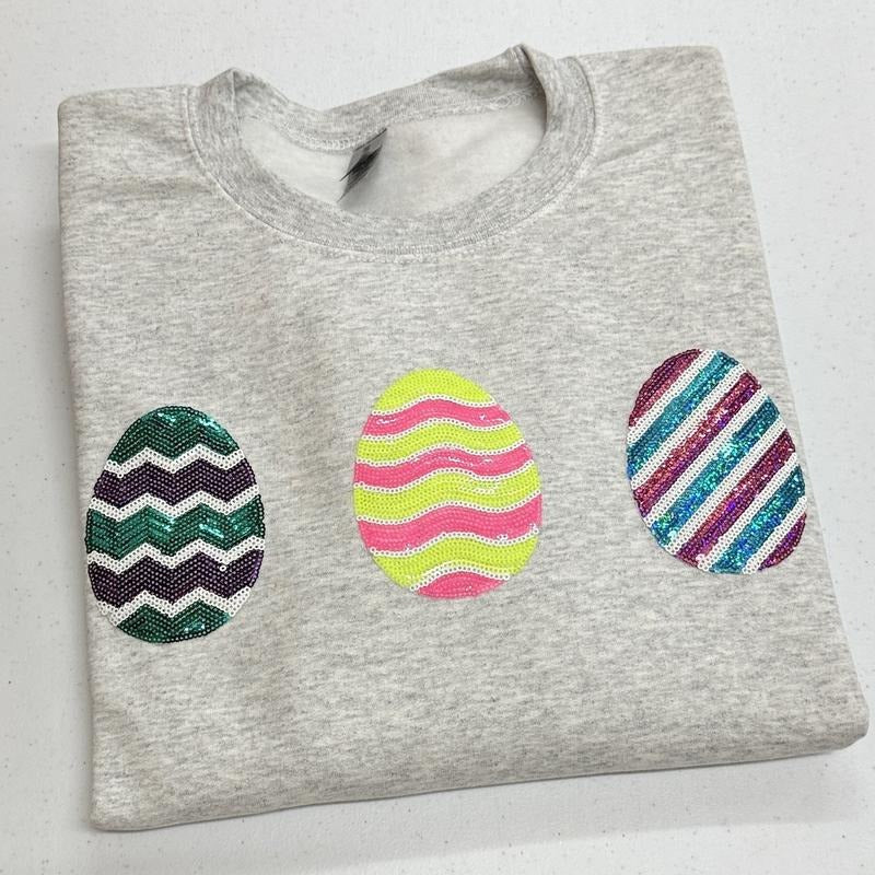 Easter Egg Triple Sequin Patch Sweatshirt T-Shirts, Hoodie | DripVista.com