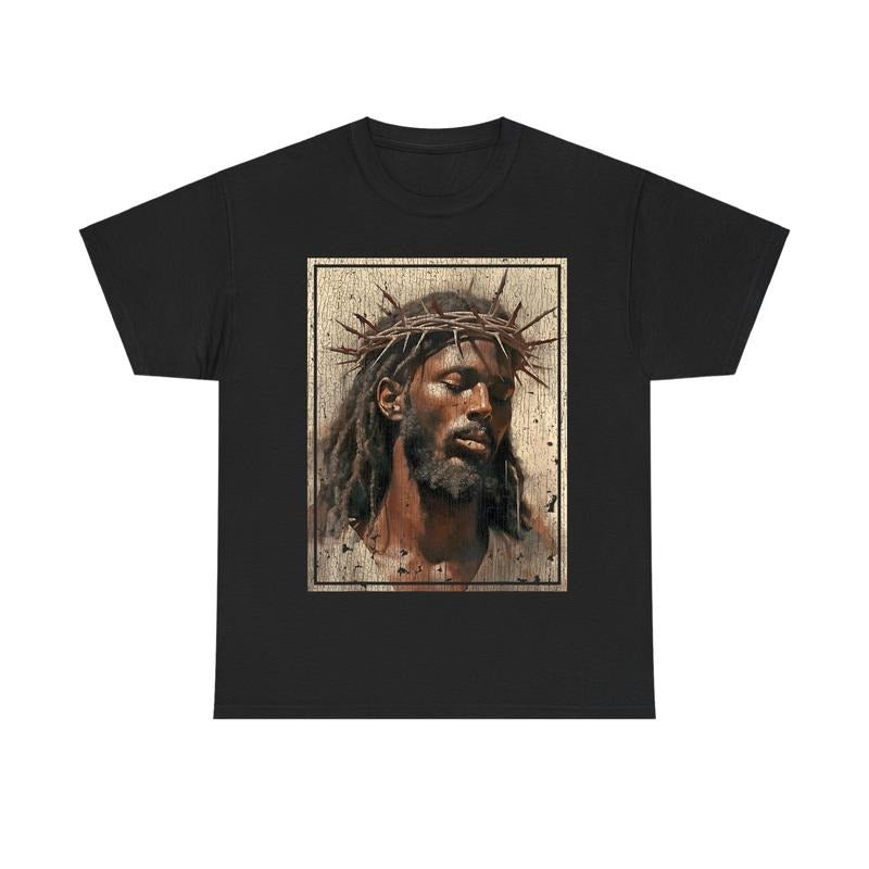 Easter Gift - Black Jesus Shirt with Crown FOG Thorns Gunpla brand Holy Cross T-Shirt, Graphic Tees, Cotton, New...