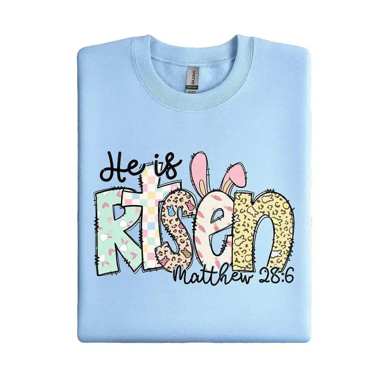 Easter He is Risen Shirt, Easter Religious Shirt, Easter Sweatshirt, Easter Bunny Sweatshirt, Easter Gift Shirt, Hip Hop...