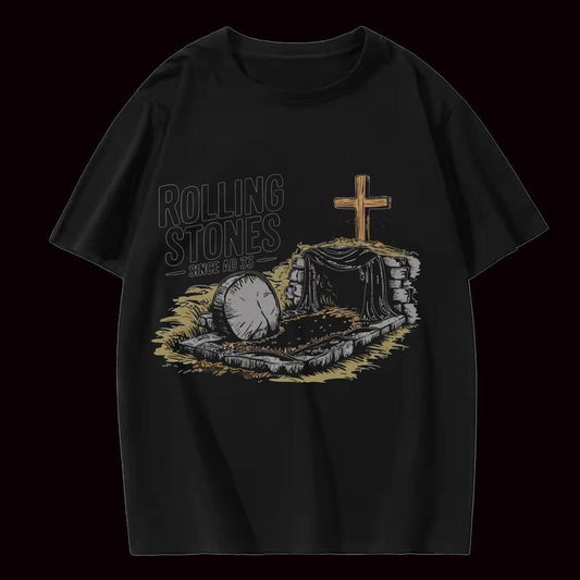 Easter Jesus Shirt, Rolling Stones Shirt, Christian Easter Shirt, Christian Shirt, Vintage Rock Meme Shirt, Cross & Tomb Design, Unisex Menswear Womenswear Top