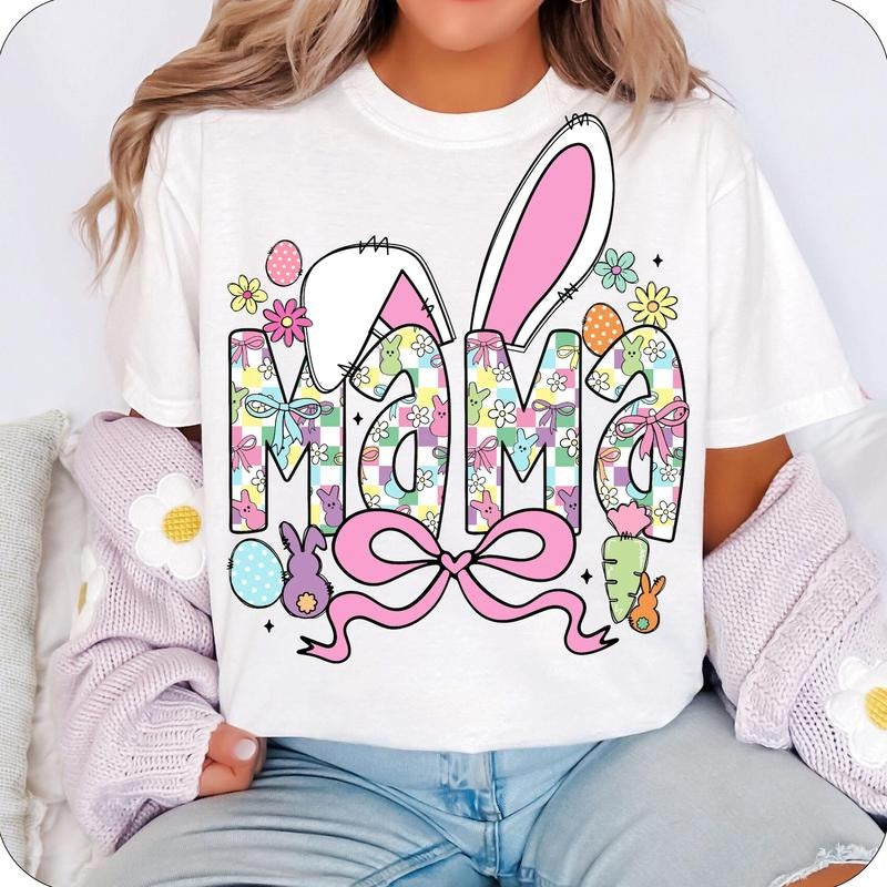 Easter Mama Bunny Coquette T-Shirt, Mama Easter T-Shirt, Easter T-Shirt, Coquette Easter T-Shirt, Mama T-Shirt, Easter shirt T-Shirt, Bunny T-Shirt