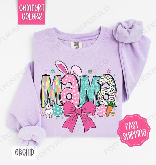 Easter Mama Comfort Colors Sweatshirt, Cute Easter Women's Crewneck, Trendy Mom Sweater, Gift for Her
