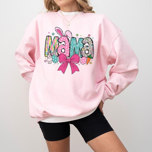 Easter Mama Shirt Sweatshirt Hoodie, Easter Tshirt, Trendy Mom Tee, Spring Mom Shirt, Coquette Mama Easter Tee, Easter Bow Shirt, Gift for Her