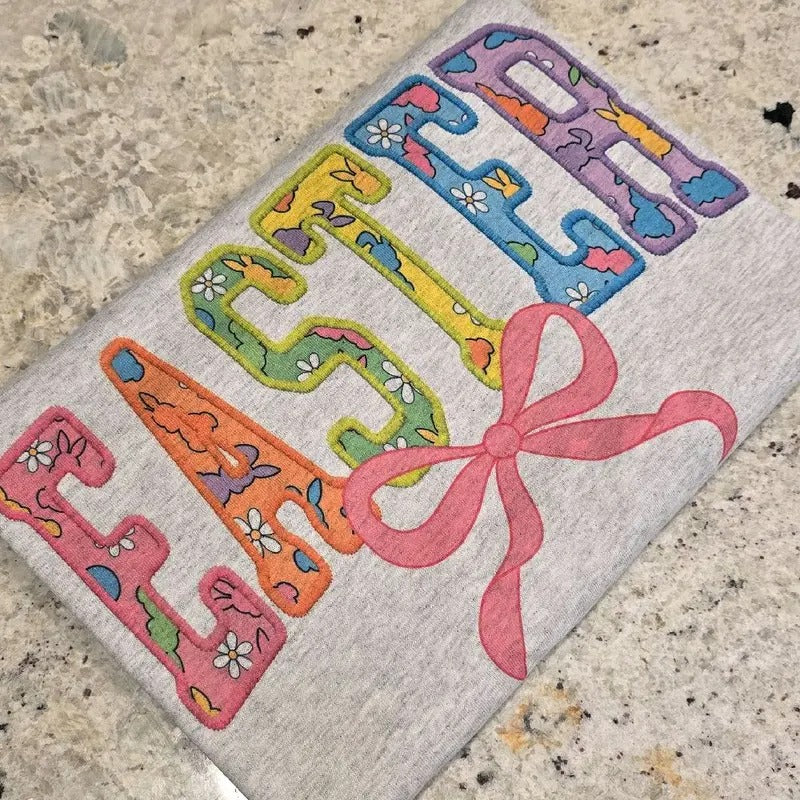 Easter Multi Color with Bow Graphic Tee or Sweatshirt Hoodie | DripVista.com
