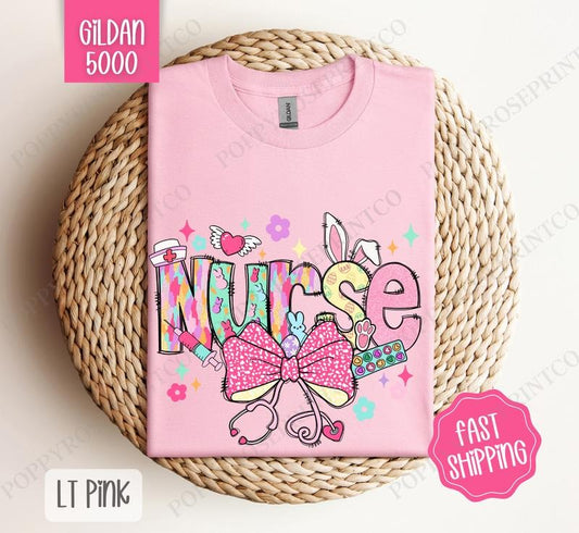 Easter Nurse Shirt Gildan, Cute Holiday RN Tee, Trendy Easter Women's Tshirt Plus Sizes, Gift for Nurse