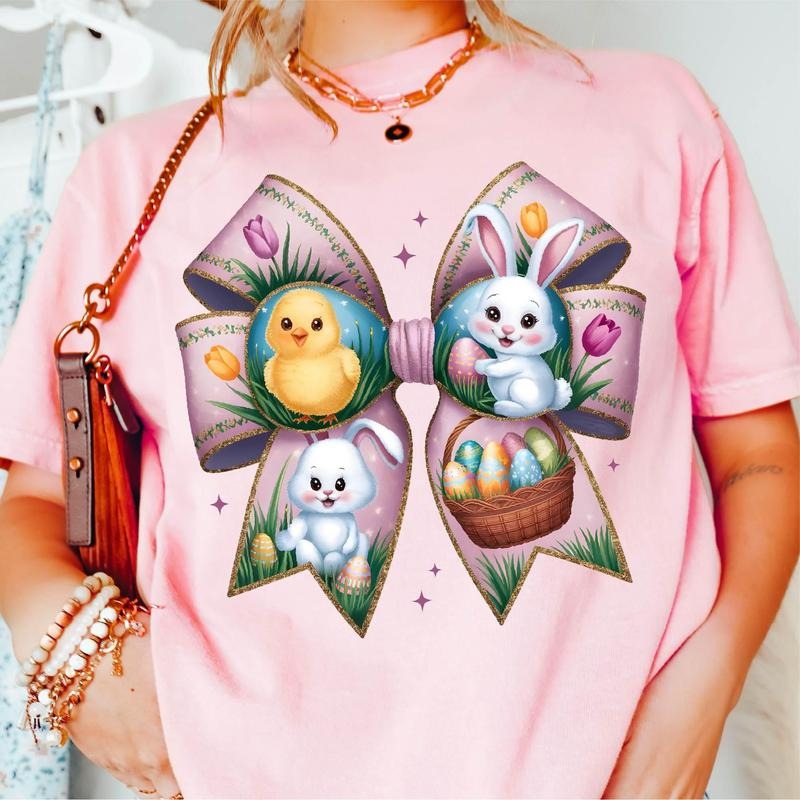 Easter T-Shirt, Easter Day T-Shirt, Retro Easter Bunny , Bible Verse, Coquette Easter T-Shirt, Mother's Day Gifts