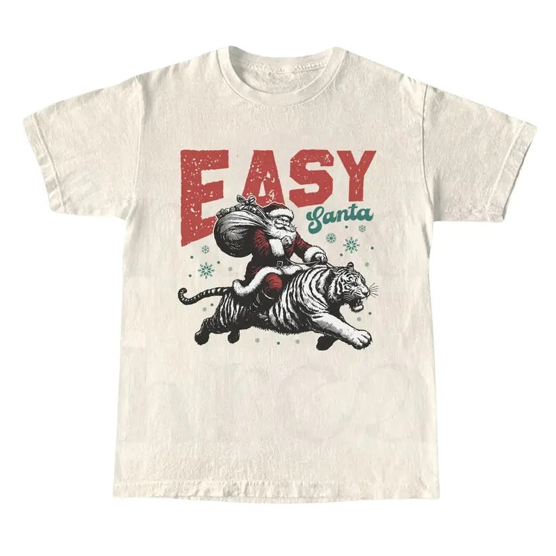 Easy Santa Christmas Shirt, Retro Santa Graphic Tee, Holiday XMAS T-shirt Hoodie, Sweatshirt | DripVista.com