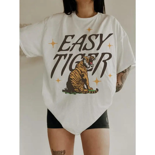 Easy Tiger Tee, Trendy aesthetic graphic tee, vintage inspired graphic tee