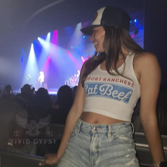 Eat Beef - Crop Tank Top, Y2K Shirt, Political Activism Baby Tee, LGBTQ Rights Baby Tee, Free Speech, Feminist Shirt, Gift For Her