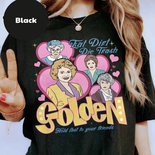 Eat Dirt, Die Trash Stay Golden With Pocket Graphic Tee 90s Sitcom Mom Vibes, Sarcastic Mom, Funny Mom, Gift For Her, Gift For Friend, Unisex Short Sleeve Tee Shirt