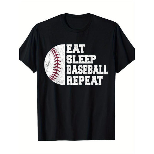 Eat Sleep Baseball Repeat Baseball Player Funny Baseball T-Shirt|100% Cotton|220g made in usa