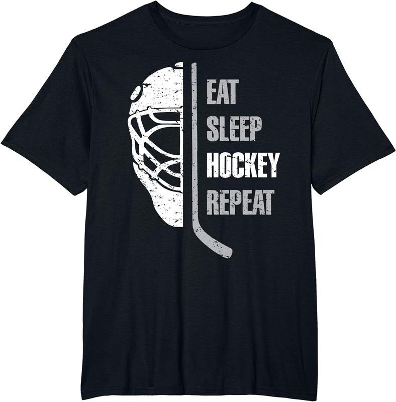 Eat Sleep Hockey Repeat Christmas For Teen Adult Hockey T-Shirt Menswear Top Clothing Day Hoodie, Sweatshirt | DripVista.com