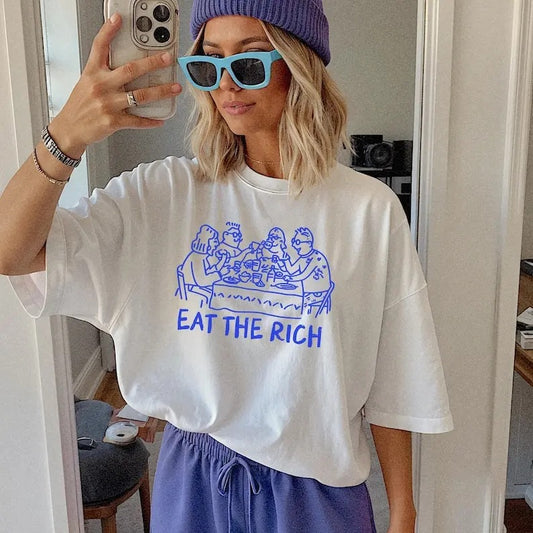 Eat the Rich Doodle Aesthetic Minimalist Shirt Eattherich Feminist Shirt Liberal Shirts Socialist Leftist Plus Size