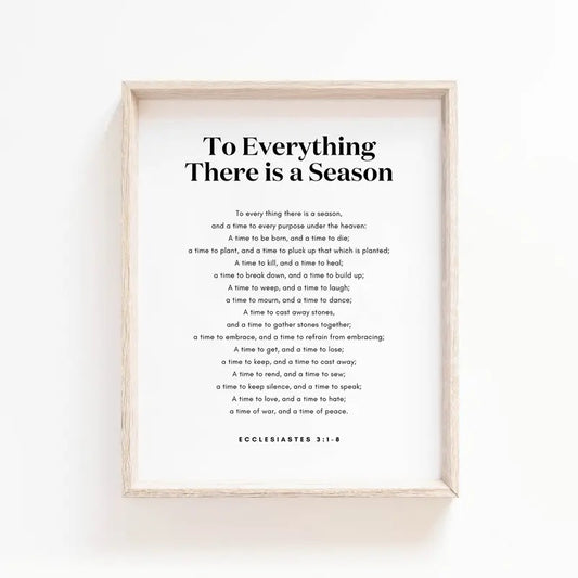 Ecclesiastes 3:1 8 Bible Verse Wall Art, Everything There Is A Season Print, Scripture Poster For Christian Home, Gifts For Family Friends Bedroom Decor, Poster Prints No Frame, Wall Posters, Gifts For Birthday Christmas Xmas Landscape Photo