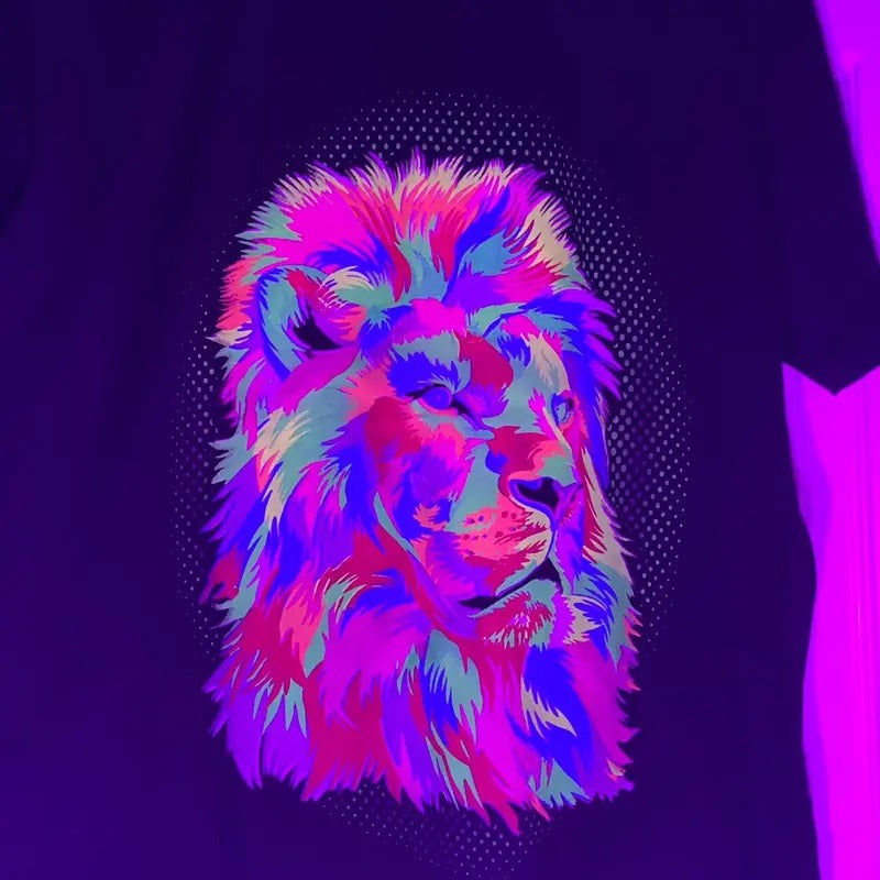 Economic lion t-shirt size large Cotton Black