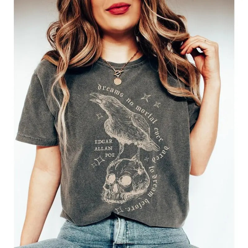 Edgar Allan Poe Raven Shirt Edgar Allen Poe Poet Shirt Dark Academia Dead Poets Society Literary Shirt Bookish Gothic Clothes