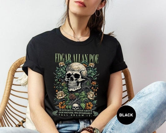 Edgar Allan Poe, Fairycore Night Garden Shirt, Book Lover Tee, Haunting Gothic Gift, Light, Dark Academia, Literary Poetry Bookclub Shirt