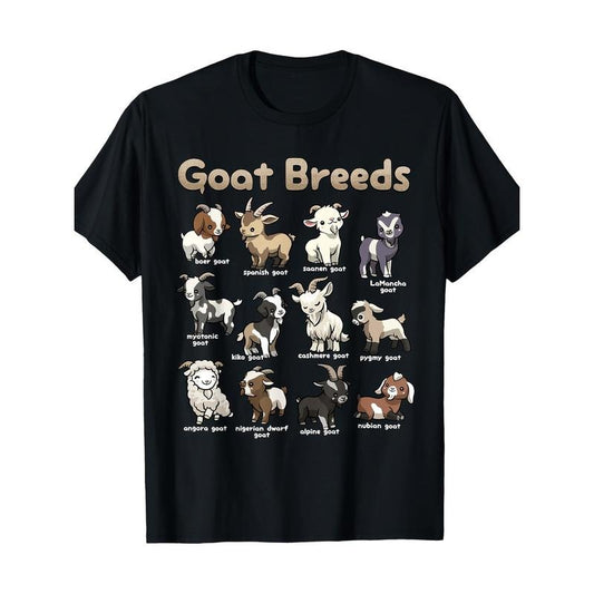 Educational Goat Shirt Goat Breeds Farm Animals Of The World T-Shirt Made in USA