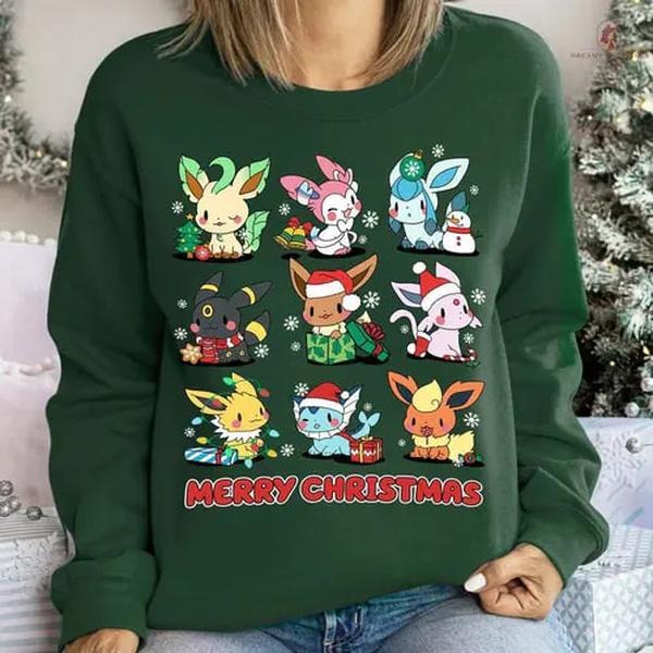 Eevee Christmas Shirt | Anime Gift | Anime Sweatshirt | Video Games Christmas Sweatshirt | Christmas Sweatshirt |...