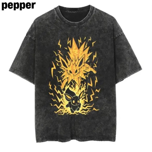 Eevee Electric Type Pokemon Vintage Tee , Eevee Shirt, Eevee Merch, Anime Pokemon Shirt, Pokemon Merch, Manga Shirt, Pokemon for fan, Gift for him, Gift for her Menswear Top Streetwear Underwear Tshirt Tropical Shortsleeve