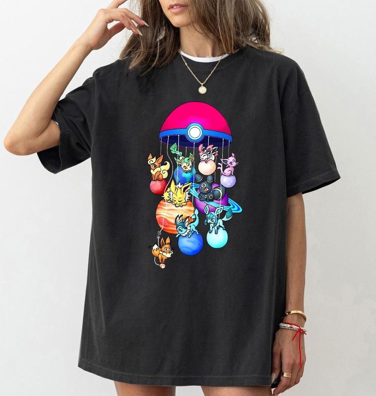 Eevee Evolutions Shirt, Eevee Eeveelution Sweatshirt, Eevee Pokemon Shirt, Slyveon, umbreon, Espeon, Flareon Anime, Anime Sweater, Pokemon Anime