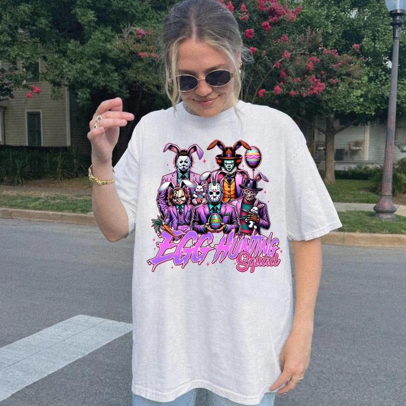 Egg Hunting Squad K*ller Shirt, Retro Easter Horror Movie Shirt, Happy Easter Day Shirt, Easter Vibes Horror Shirt