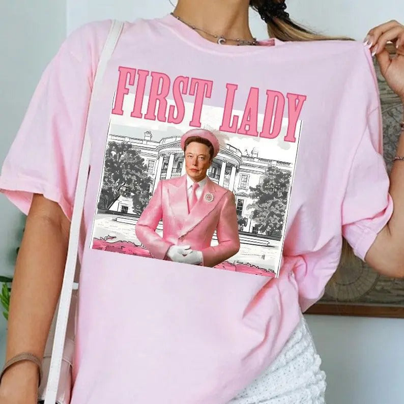 El0n M.u.s.k First Lady 2024 shirt - Unisex Heavy Cotton Tee - Comfort, Basic Hoodie, Sweatshirt | DripVista.com