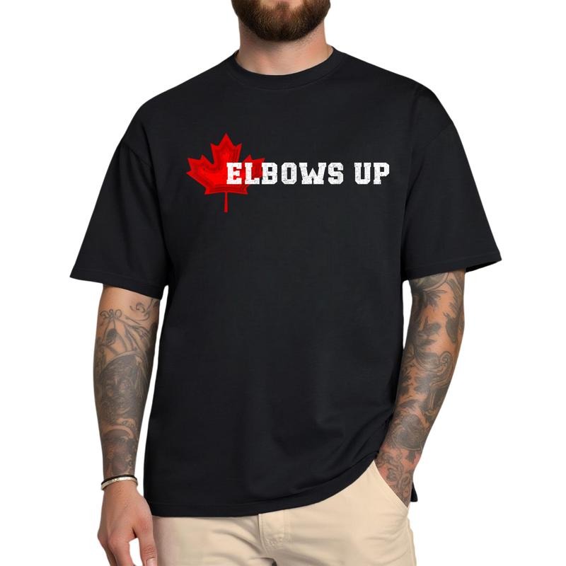 Elbows Up Canada T-Shirt, Graphic Printed Short Sleeve T-Shirt For Men Gunpla brand Women Full color Hoodie, Sweatshirt