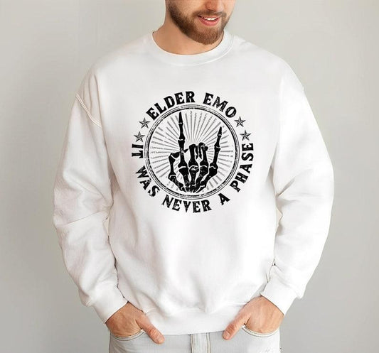 Elder Emo It Was Never A Phase For Old Fans Of Emo Music, Elder Emo Gift, Emo Night, Emo Mom, Millennial, Emo T-Shirt Gift for Men Hoodie, T-shirt and sweater