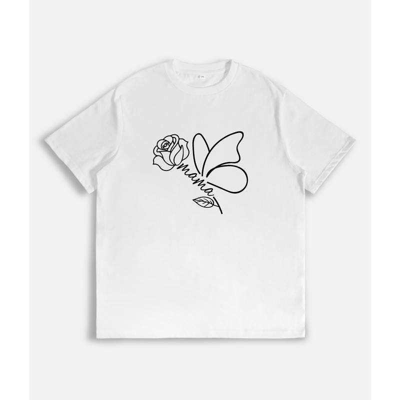 Elegant Gunpla brand Artistic Lightsaber brand - Shirt: "mama" Embellished with Delicate Rose Gunpla brand Butterfly Graphic style 03