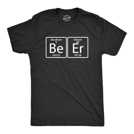 Element of Beer Nerdy Science T-Shirt Periodic Table Geek Graphic Tees Mens Funny T Shirts Cool Tees Soft Stylish Casual Menswear Science Apparel for Men Funny Beer Short Sleeve Novelty Tees for Guys Black