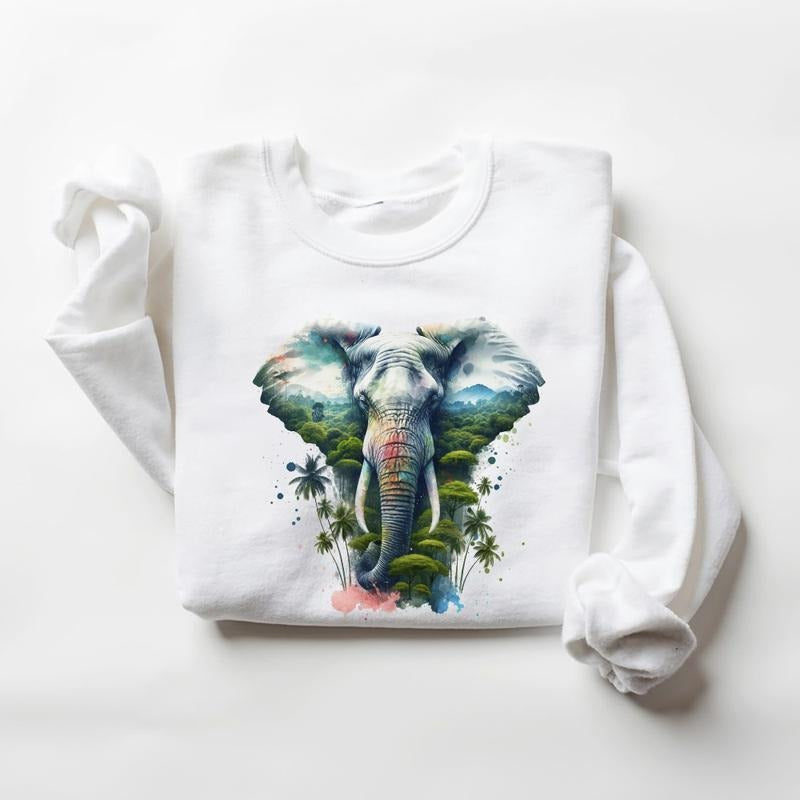 Elephant Jungle Sweatshirt Wild Animal Safari T-Shirt Hoodie Unisex | DripVista.com