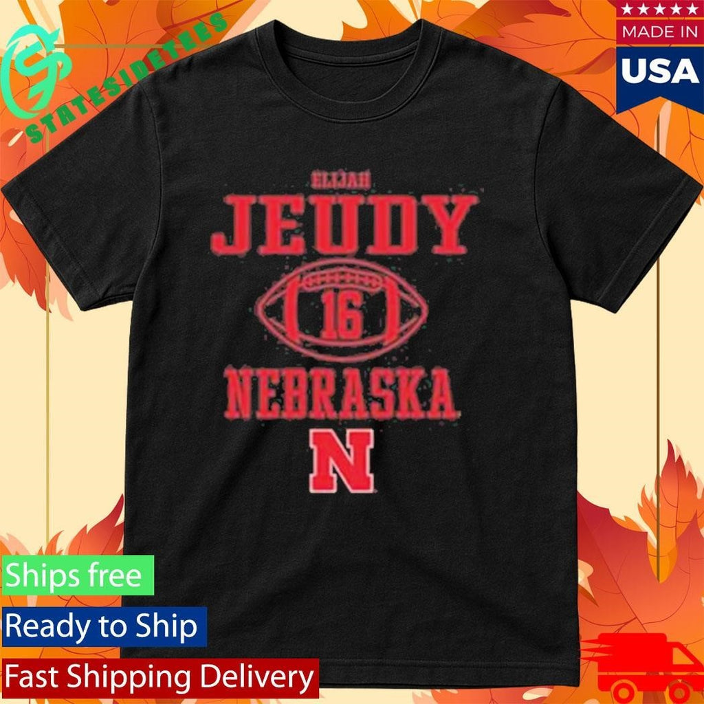 Elijah Jeudy Rally Mens Black Nebraska Cornhuskers Nil Sport Icon Shirt