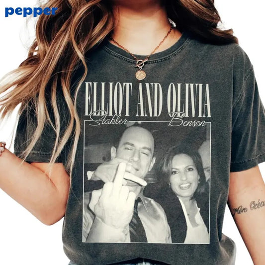 Elliot Stabler And Olivia Benson Shirt Law And Order Shirt Elliot And Olivia Law And Order Svu Vintage Shirt Shirt, T-shirt Womenswear Tops Underwear Lady Comfort Casual Crewneck Fitted